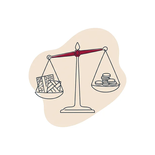 Balance entre un échantillon de panneau de façade et une pile de pièces