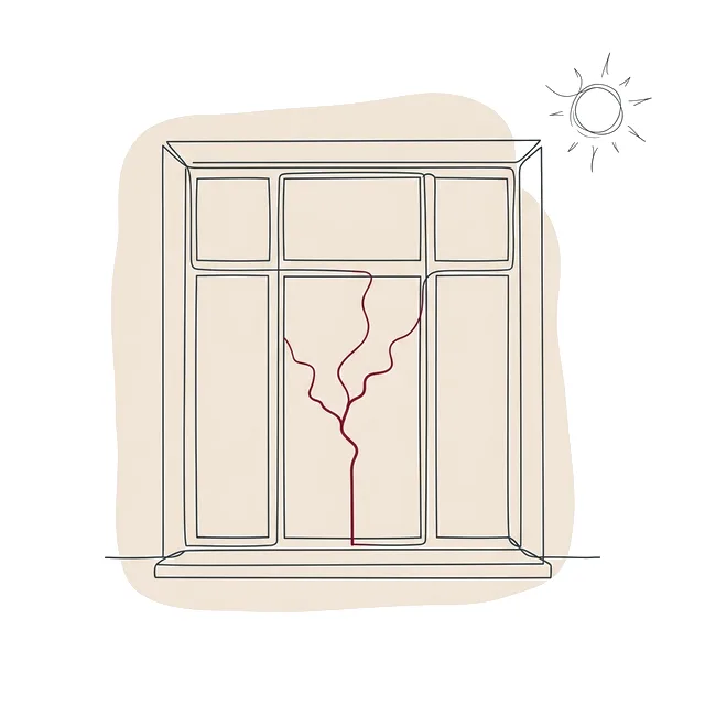Grand vitrage de façade traversé par une fissure de casse thermique